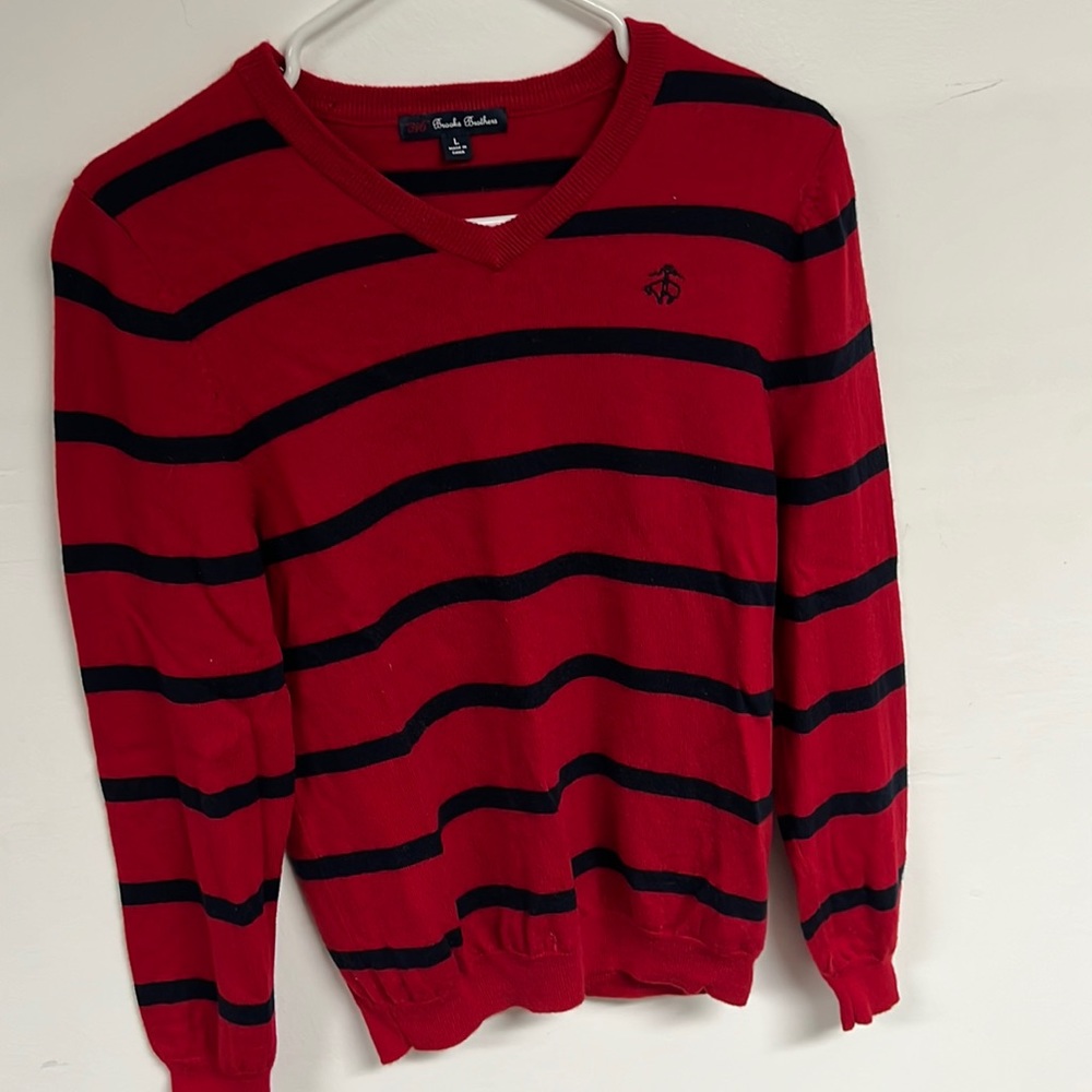 Red and Blue Striped Sweater